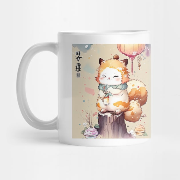 ANIME CUTE KITTY CAT DRINKING  JAPANESE JUICE by Rightshirt